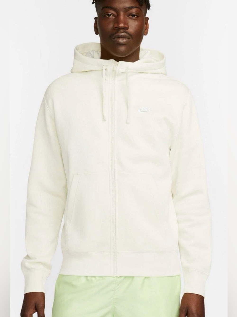 Nike sportswear Mens Bone White Out Full Zip Fleece Hooded Jacket!!(2XL)